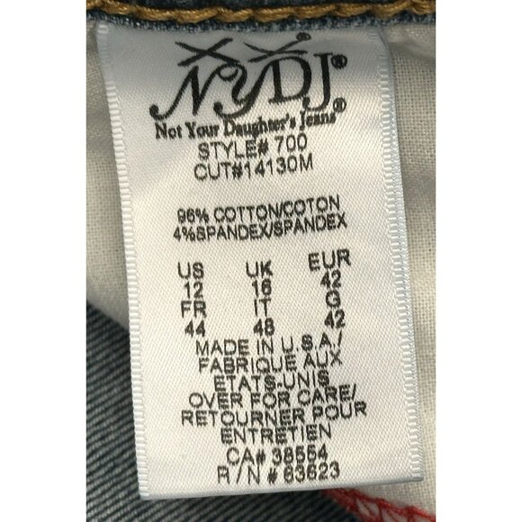 NYDJ Womens Jeans NOT YOUR DAUGHTER'S Denim Straight Designer Blue Size 12 - Picture 12 of 14